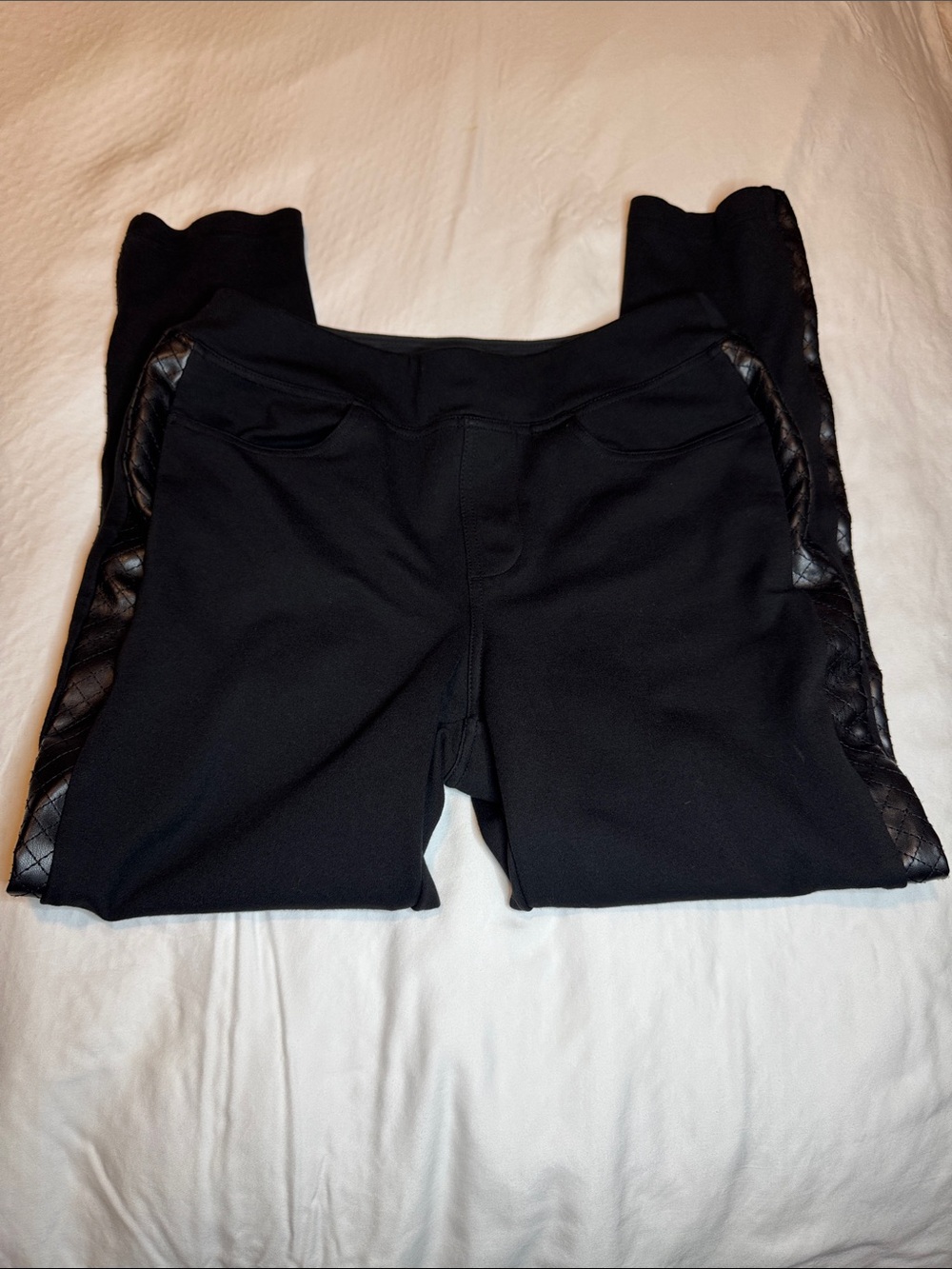 Belle by Kim Gravel Black Skinny Pants with Quilted Side Panels